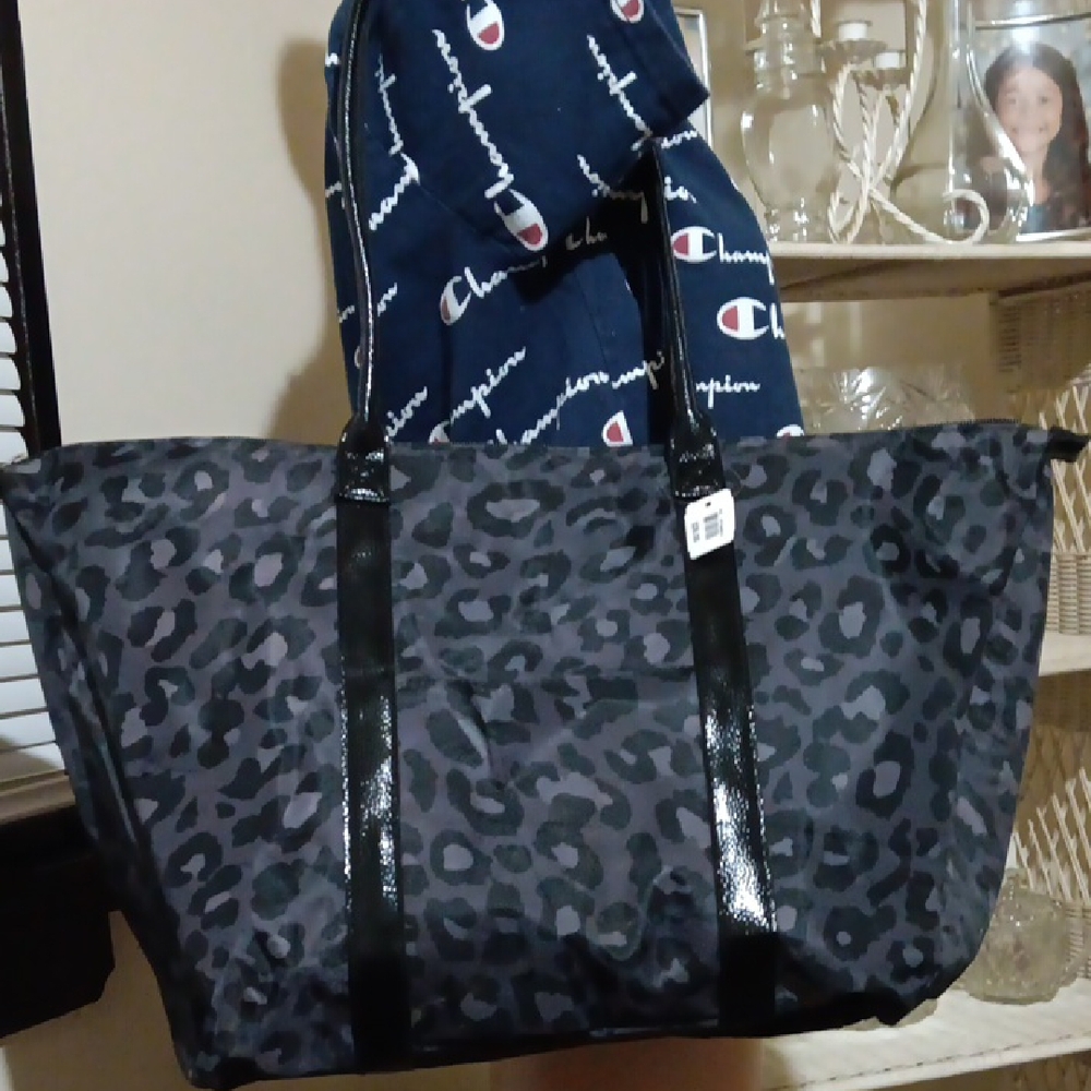 Bath & Body Works Black/Gray Leopard Print Tote NWT - Picture 1 of 5